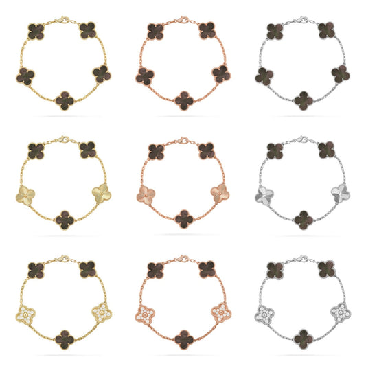 [AURORA]CLOVER 5 MOTIF GRAY MOP BRACELET COLLECTION