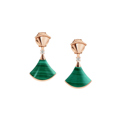 [Baslove]DREAM MALACHITE PINK GOLD EARRINGS