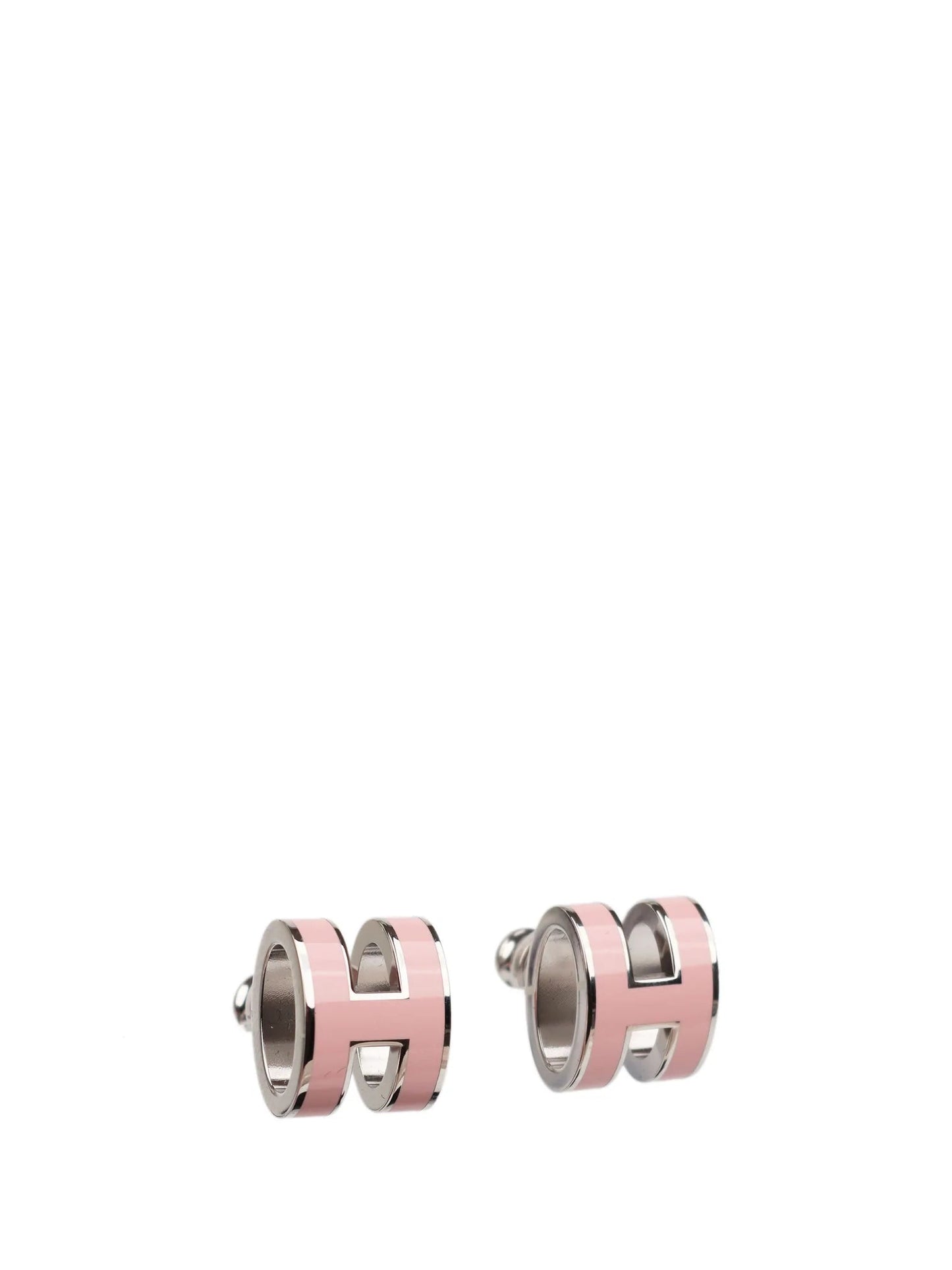 [Baslove]MINI POP H SILVER EARRINGS PINK