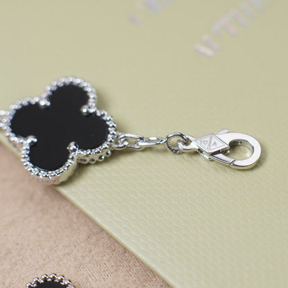 [Baslove]CLOVER 5 MOTIF ONYXS  BRACELET SILVER