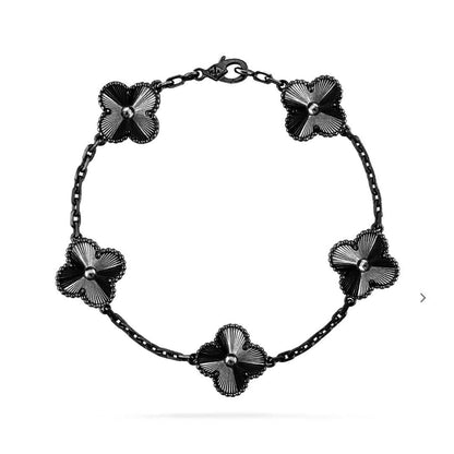 [Baslove]CLOVER 5 MOTIF BLACK BRACELET