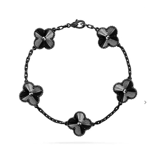 [Baslove]CLOVER 5 MOTIF BLACK BRACELET