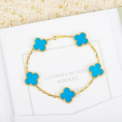 [Baslove]CLOVER 5 MOTIFS TURQUOISE BRACELET