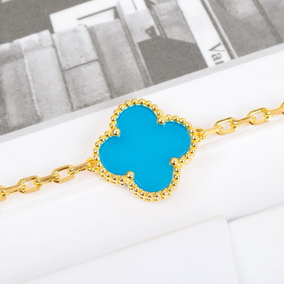 [Baslove]CLOVER 5 MOTIFS TURQUOISE BRACELET