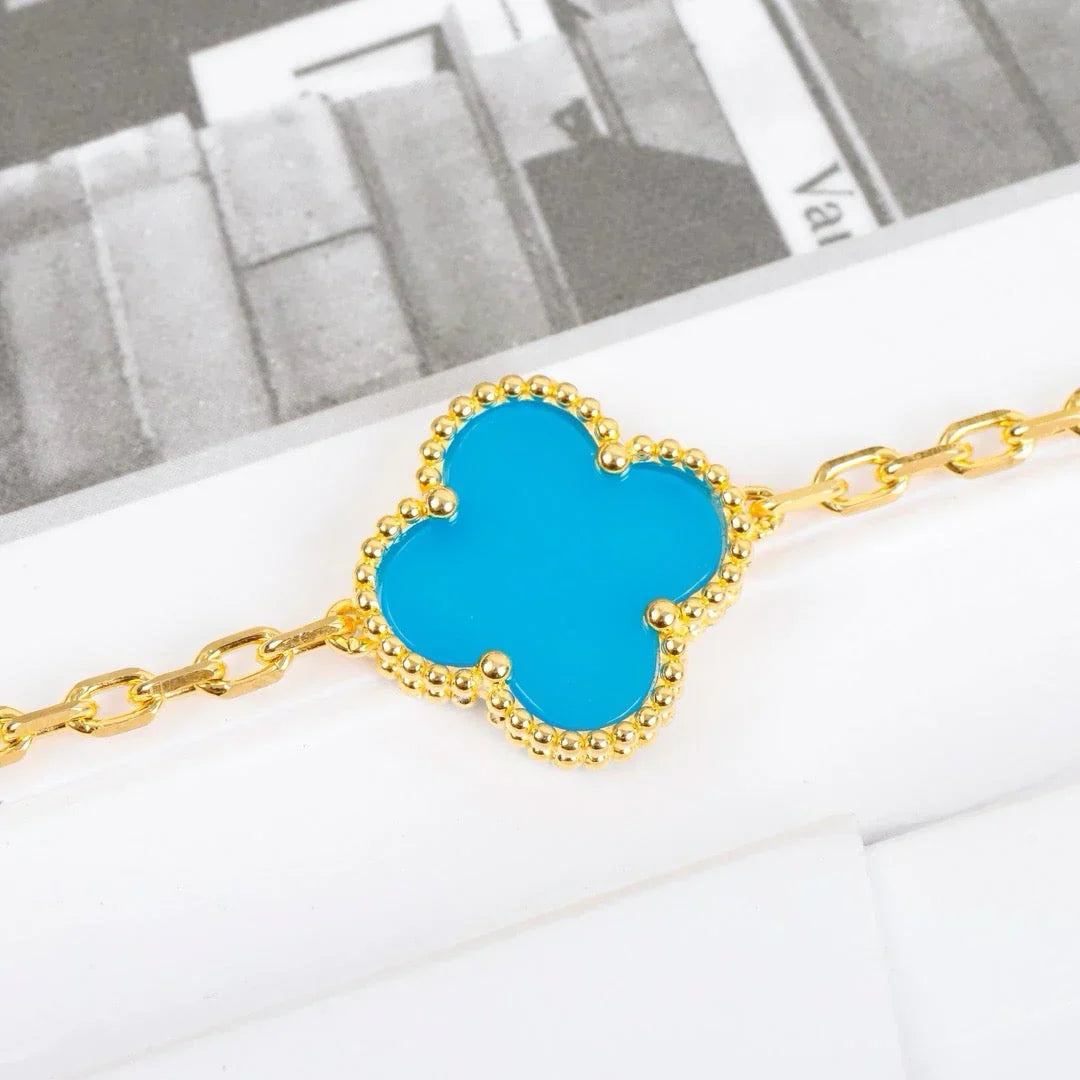 [AURORA] CLOVER 5 MOTIF TURQUOISE BRACELET COLLECTION