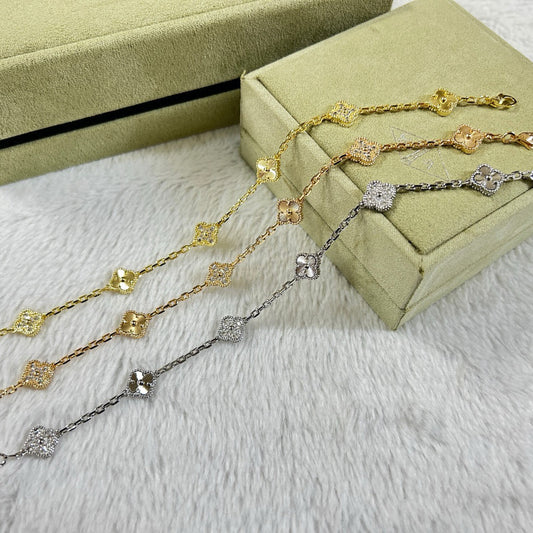 [AURORA]CLOVER 6 MOTIF DIAMOND LASER BRACELET