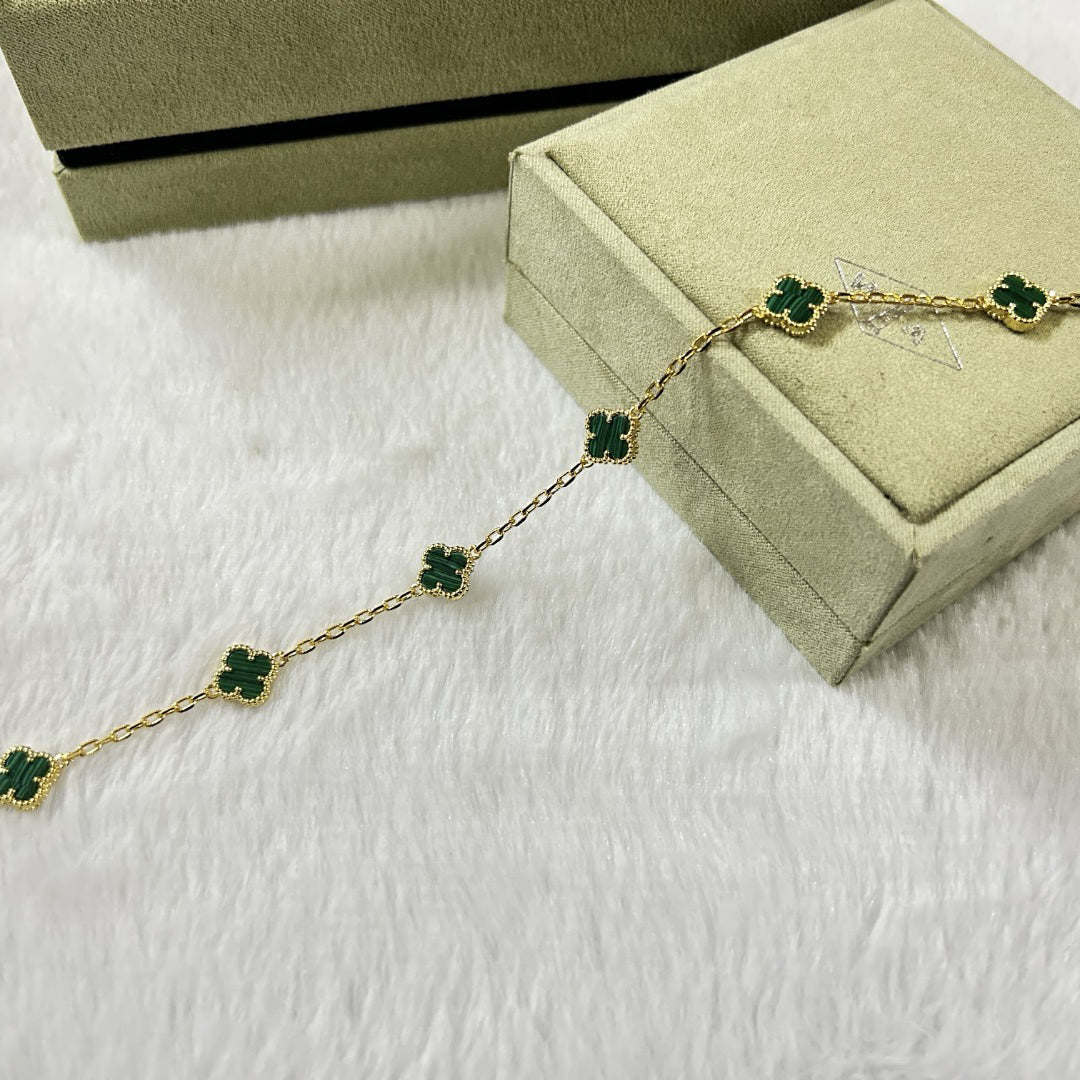 [AURORA]CLOVER 6 MOTIF MALACHITE BRACELET