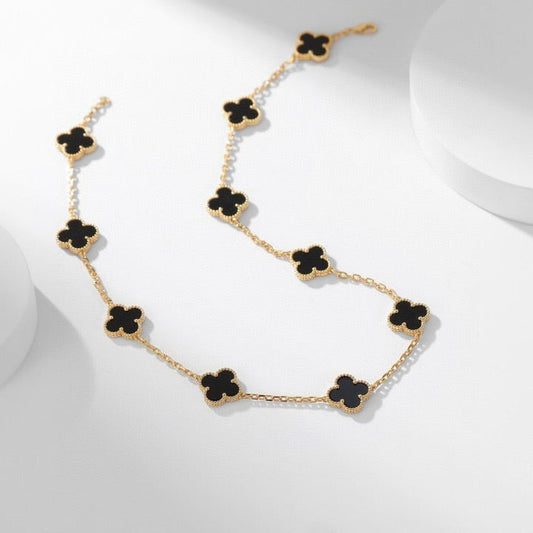 [Baslove]CLOVER 10 MOTIFS ONYX NECKLACE