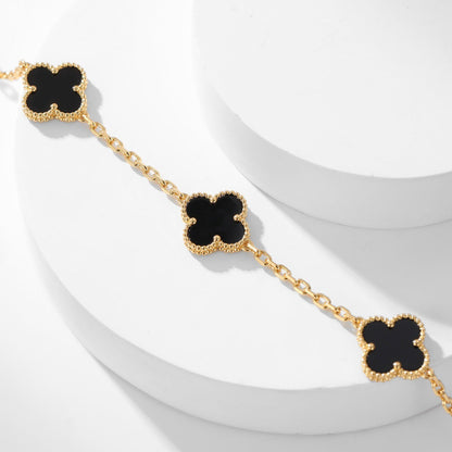 [Baslove]CLOVER 10 MOTIFS ONYX NECKLACE