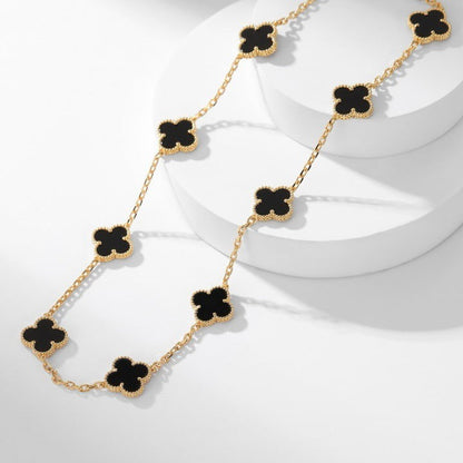 [Baslove]CLOVER 10 MOTIFS ONYX NECKLACE