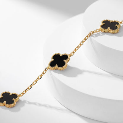 [Baslove]CLOVER 10 MOTIFS ONYX NECKLACE