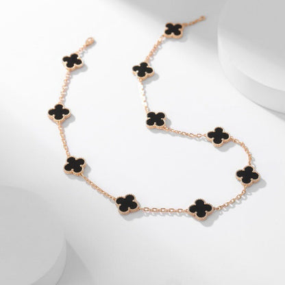 [Baslove]CLOVER 10 MOTIFS ONYX NECKLACE