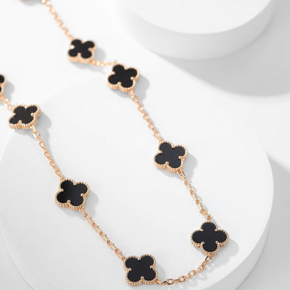 [Baslove]CLOVER 10 MOTIFS ONYX NECKLACE