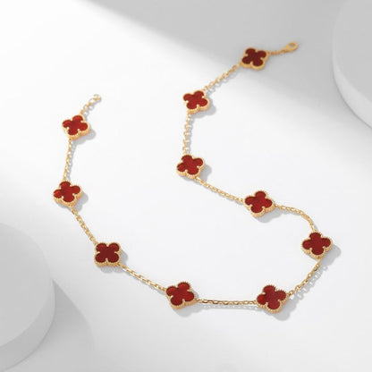 [Baslove]CLOVER 10 MOTIFS CARNELIAN NECKLACE