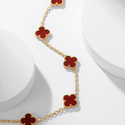 [Baslove]CLOVER 10 MOTIFS CARNELIAN NECKLACE