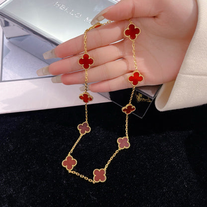 [Baslove]CLOVER 10 MOTIFS CARNELIAN NECKLACE