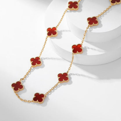 [Baslove]CLOVER 10 MOTIFS CARNELIAN NECKLACE