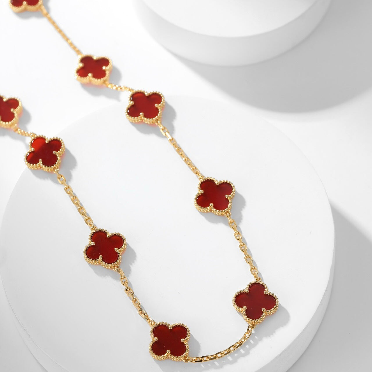 [Baslove]CLOVER 10 MOTIFS CARNELIAN NECKLACE