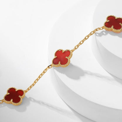 [Baslove]CLOVER 10 MOTIFS CARNELIAN NECKLACE