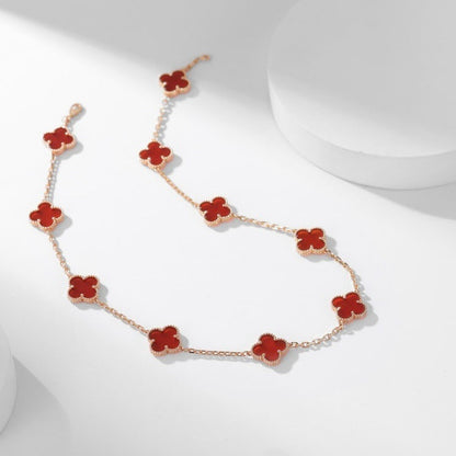 [Baslove]CLOVER 10 MOTIFS CARNELIAN NECKLACE