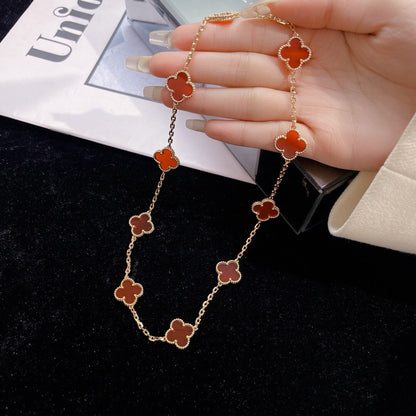 [Baslove]CLOVER 10 MOTIFS CARNELIAN NECKLACE