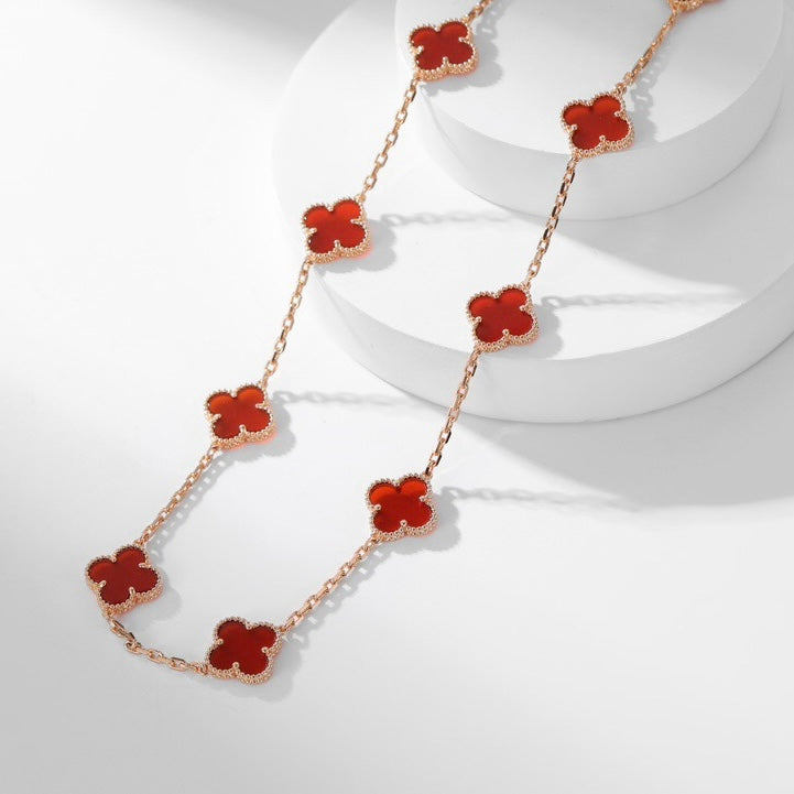 [Baslove]CLOVER 10 MOTIFS CARNELIAN NECKLACE