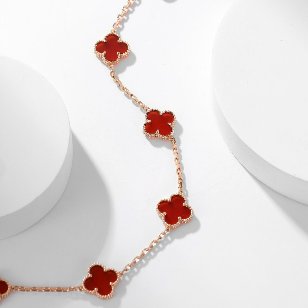 [Baslove]CLOVER 10 MOTIFS CARNELIAN NECKLACE