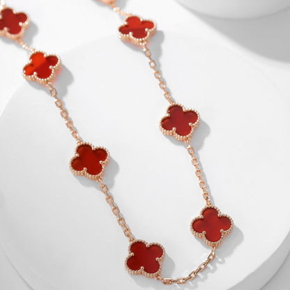 [Baslove]CLOVER 10 MOTIFS CARNELIAN NECKLACE