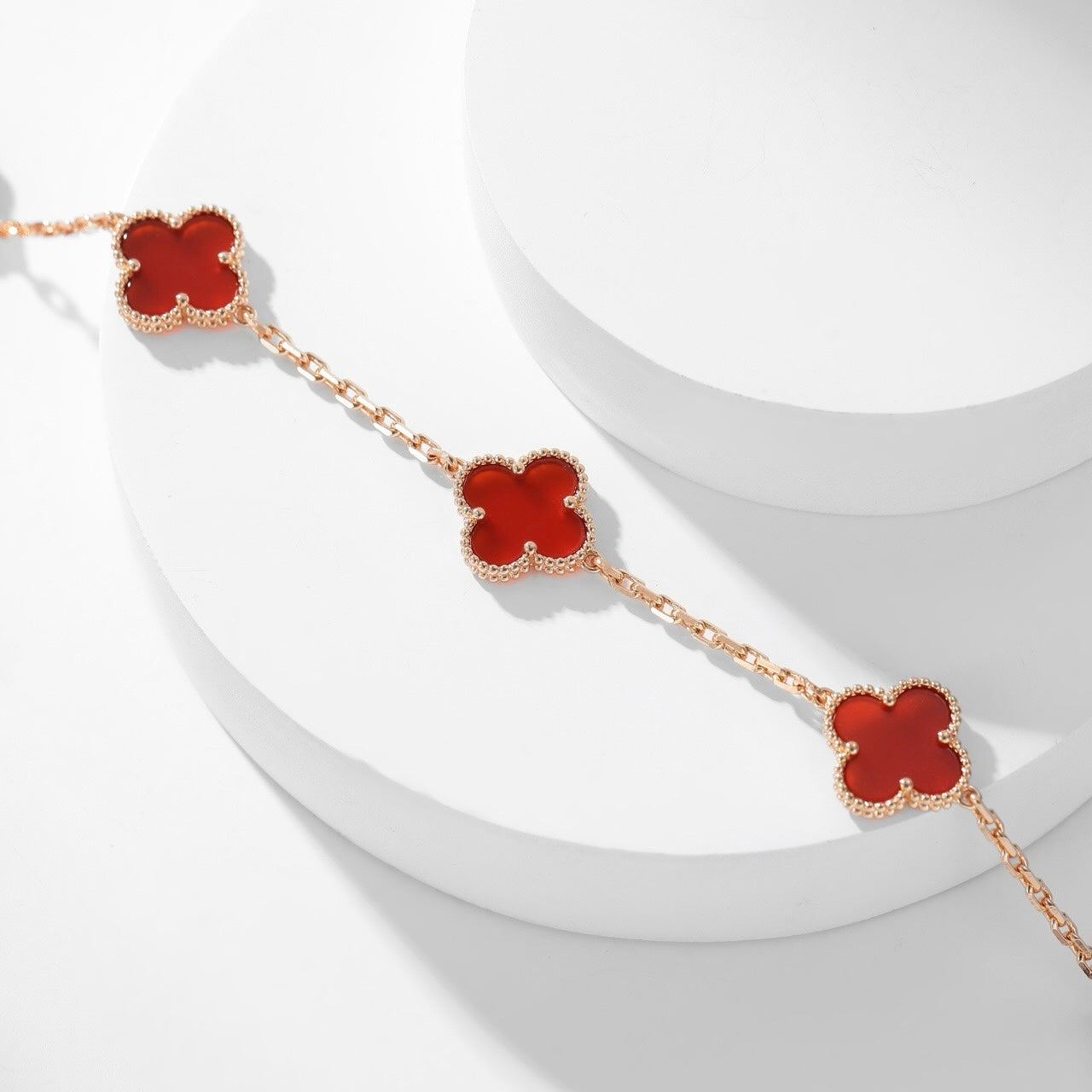 [Baslove]CLOVER 10 MOTIFS CARNELIAN NECKLACE