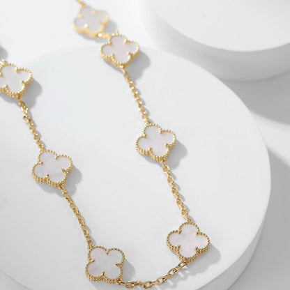 [Baslove]CLOVER 10 MOTIFS WHITE MOTHER OF PEARL NECKLACE