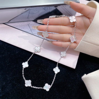 [Baslove]CLOVER 10 MOTIFS WHITE MOTHER OF PEARL NECKLACE