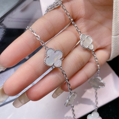 [Baslove]CLOVER 10 MOTIFS WHITE MOTHER OF PEARL NECKLACE