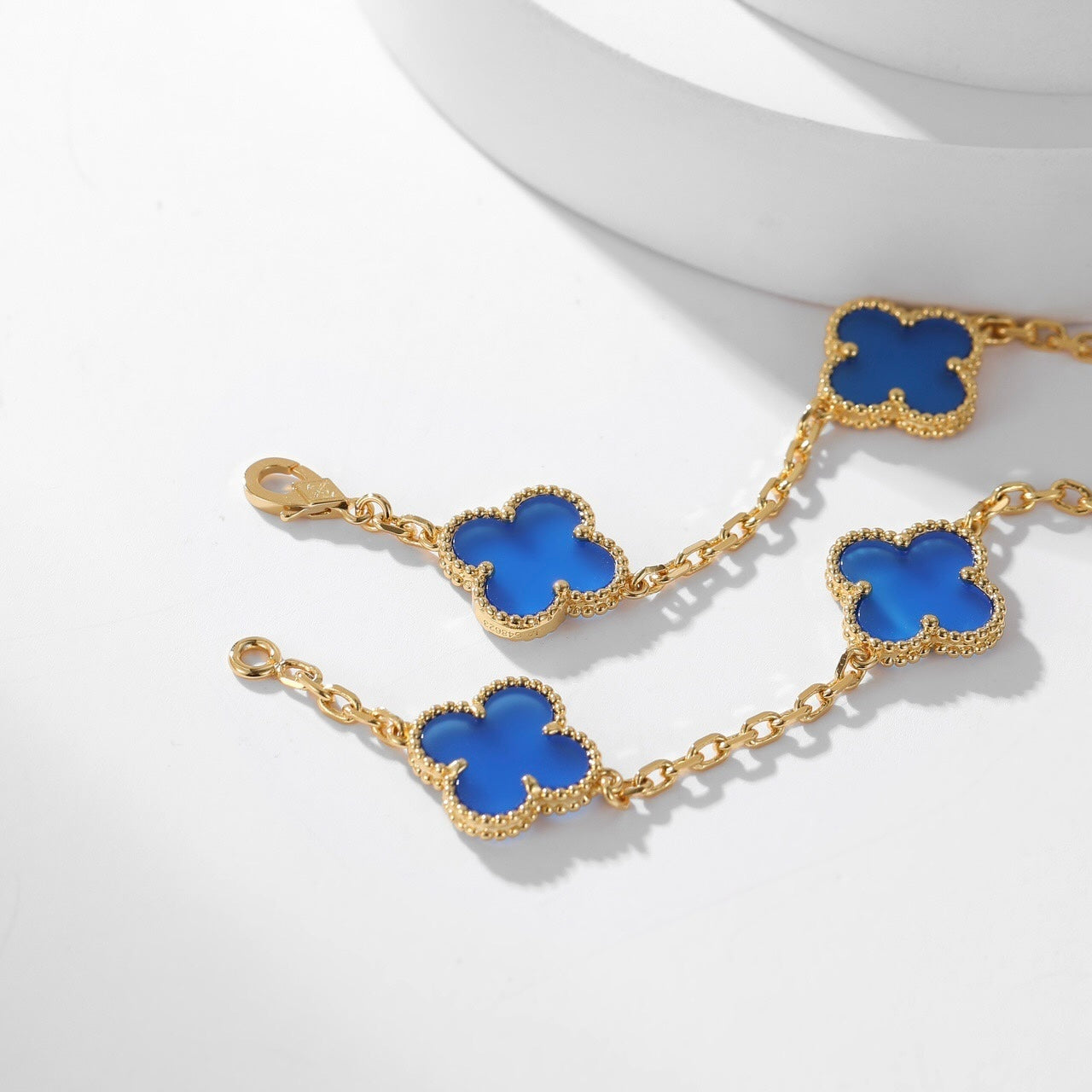 [Baslove]CLOVER 10 MOTIFS BLUE AGATE NECKLACE