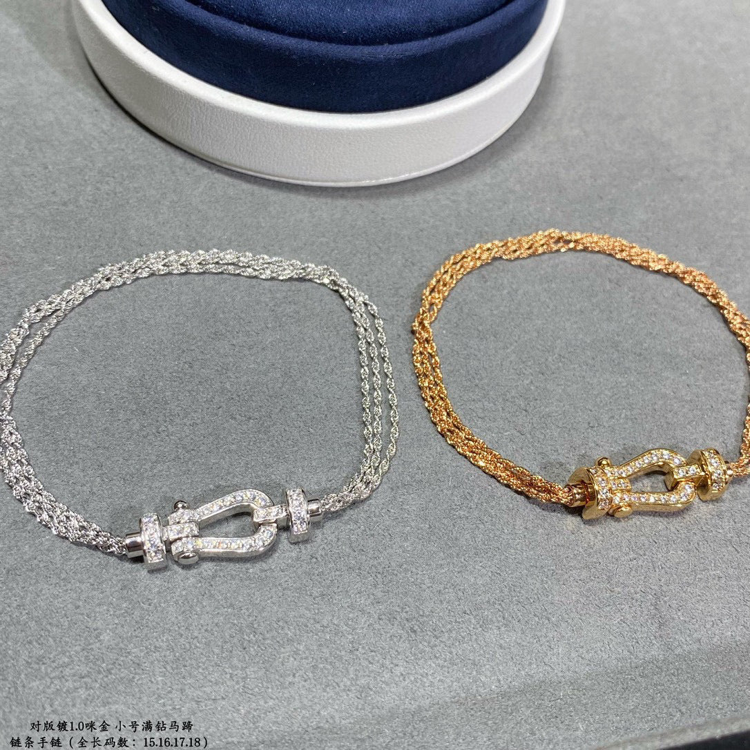 [Baslove]FORCE SMALL HORSESHOE  DIAMOND CHAIN ROPE BRACELET