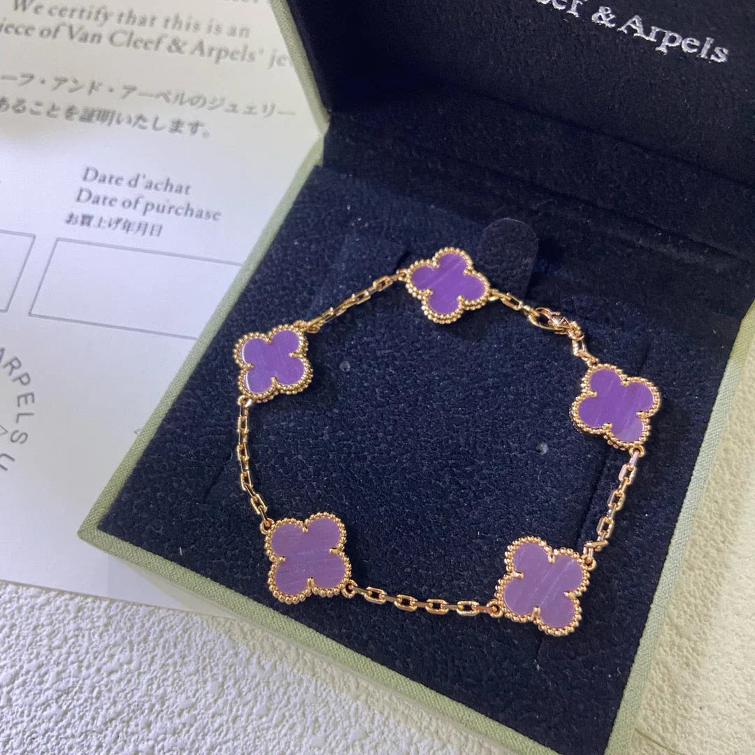 [AURORA] CLOVER 5 MOTIF VIOLET BRACELET COLLECTION