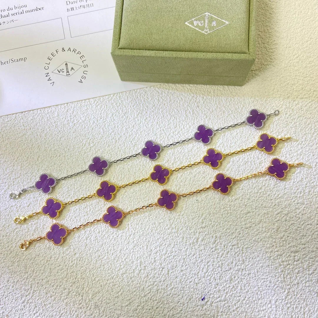 [AURORA] CLOVER 5 MOTIF VIOLET BRACELET COLLECTION
