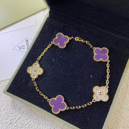 [AURORA] CLOVER 5 MOTIF VIOLET BRACELET COLLECTION