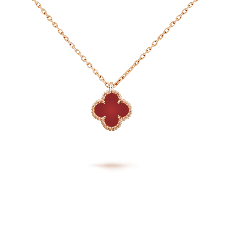 [Baslove]CLOVER MINI 9.5MM WHITE CARNELIANS NECKLACE