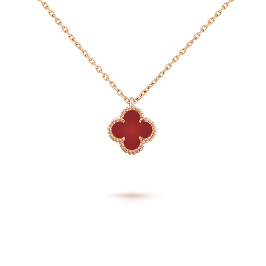 [Baslove]CLOVER MINI 9.5MM WHITE CARNELIANS NECKLACE