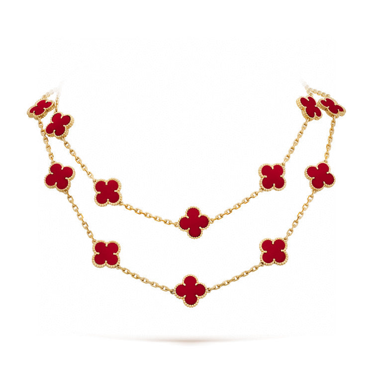 [Baslove]CLOVER 20 MOTIFS CARNELIAN NECKLACE