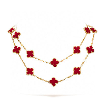 [Baslove]CLOVER 20 MOTIFS CARNELIAN NECKLACE