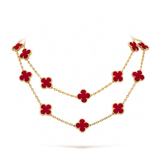 [Baslove]CLOVER 20 MOTIFS CARNELIAN NECKLACE