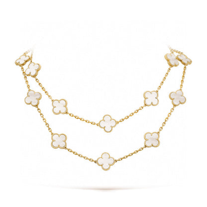 [Baslove]CLOVER 20 MOTIFS WHITE MOP NECKLACE