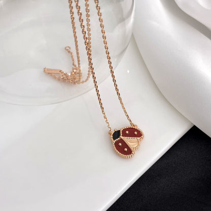 [Baslove]LUCKY  CARNELIANS LADYBUG NECKLACE