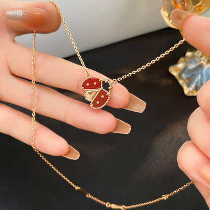 [Baslove]LUCKY  CARNELIANS LADYBUG NECKLACE