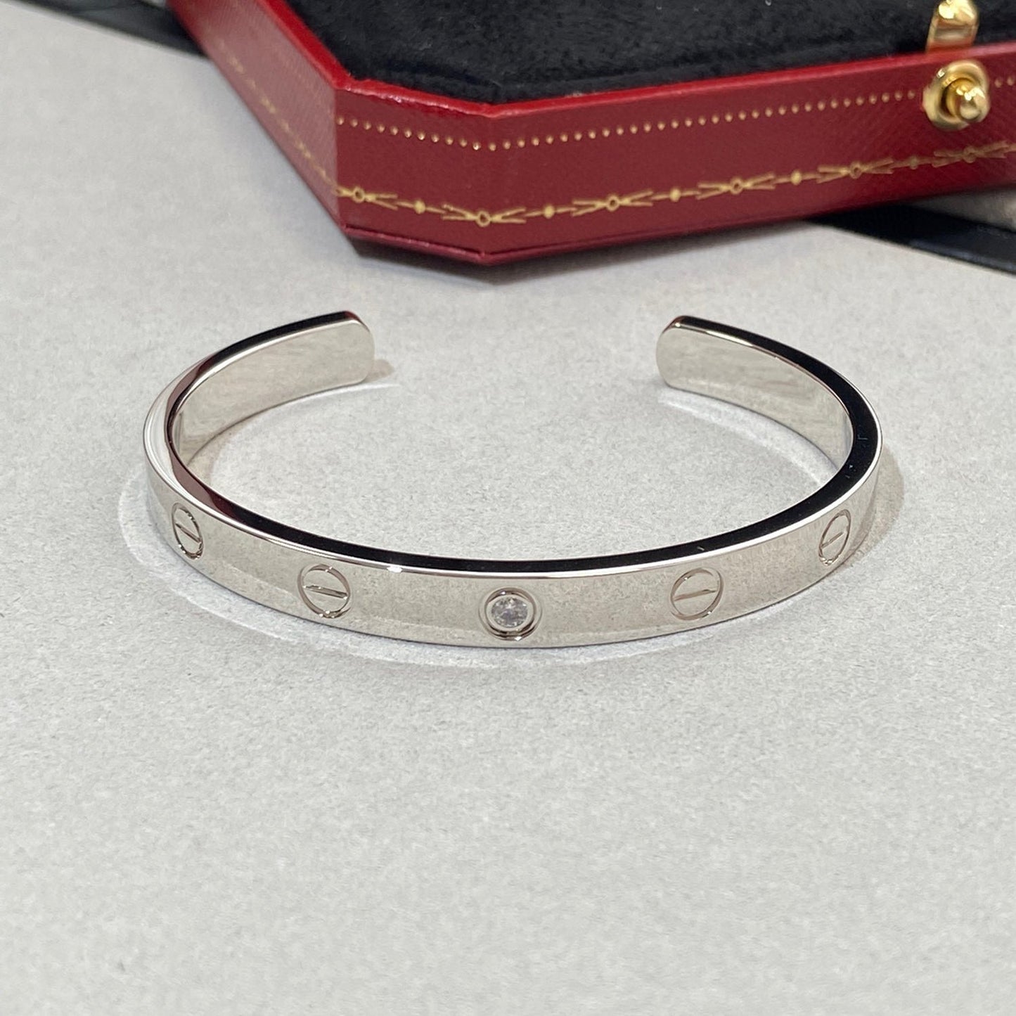 [Baslove]LOVE BRACELET 6.1MM 1 DIAMOND OPEN CUFF