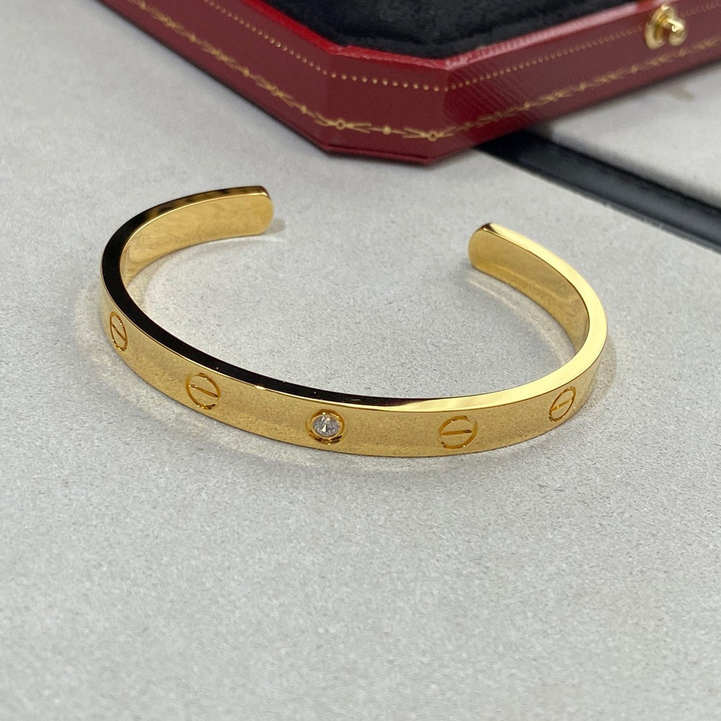 [Baslove]LOVE BRACELET 6.1MM 1 DIAMOND OPEN CUFF