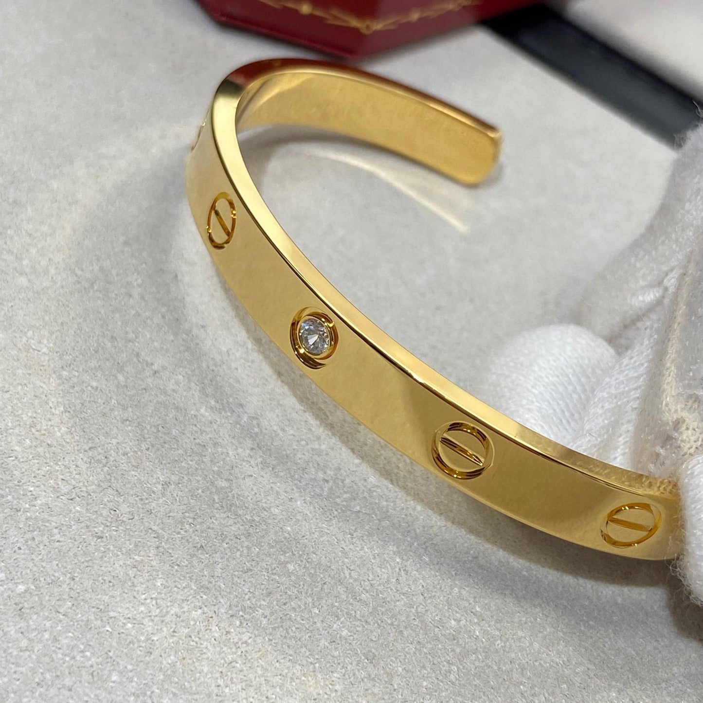 [Baslove]LOVE BRACELET 6.1MM 1 DIAMOND OPEN CUFF