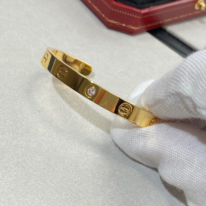 [AURORA]LOVE BRACELET 6.1MM 1 DIAMOND OPEN CUFF