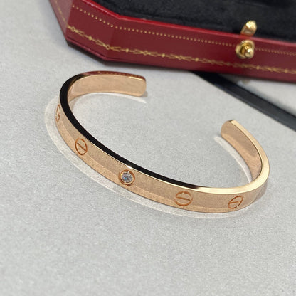 [Baslove]LOVE BRACELET 6.1MM 1 DIAMOND OPEN CUFF